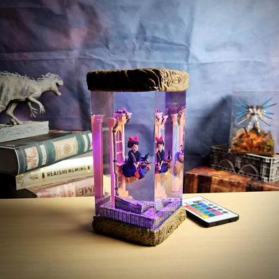 Ghibli Kiki Delivery Service Diorama Epoxy Resin Lamp, Night Light, Wireless Lights