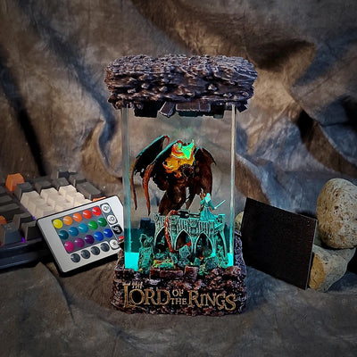 LOTR Lord Of Rings Balrog vs Gandalf Diorama Epoxy Resin Lamp, Night Light, Wireless Lights