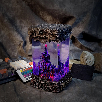 LOTR Lord Of Rings Barad-dûr Dark Tower The Eye Of Sauron Castle Diorama Epoxy Resin Lamp, Night Light, Wireless Lights