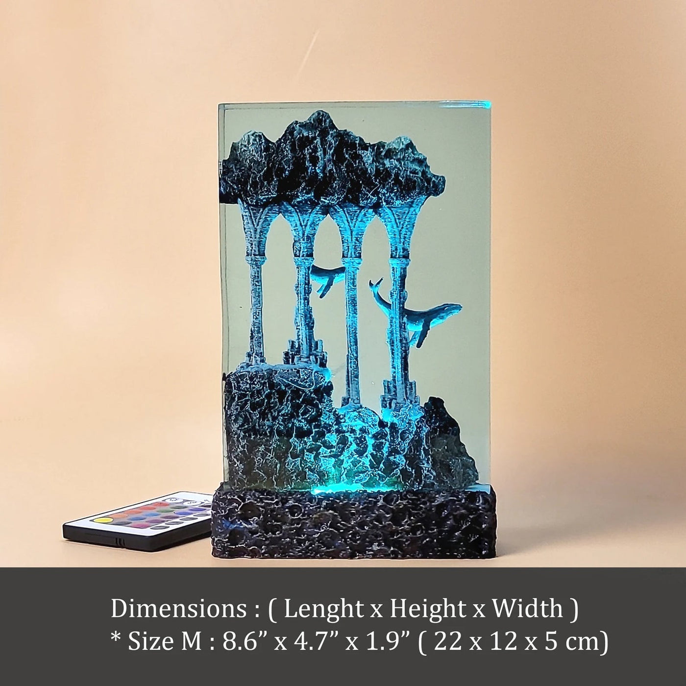 Whales Mythical Ancient Relics Undersea Ocean Diorama Epoxy Resin Lamp, Night Light, Wireless Lights