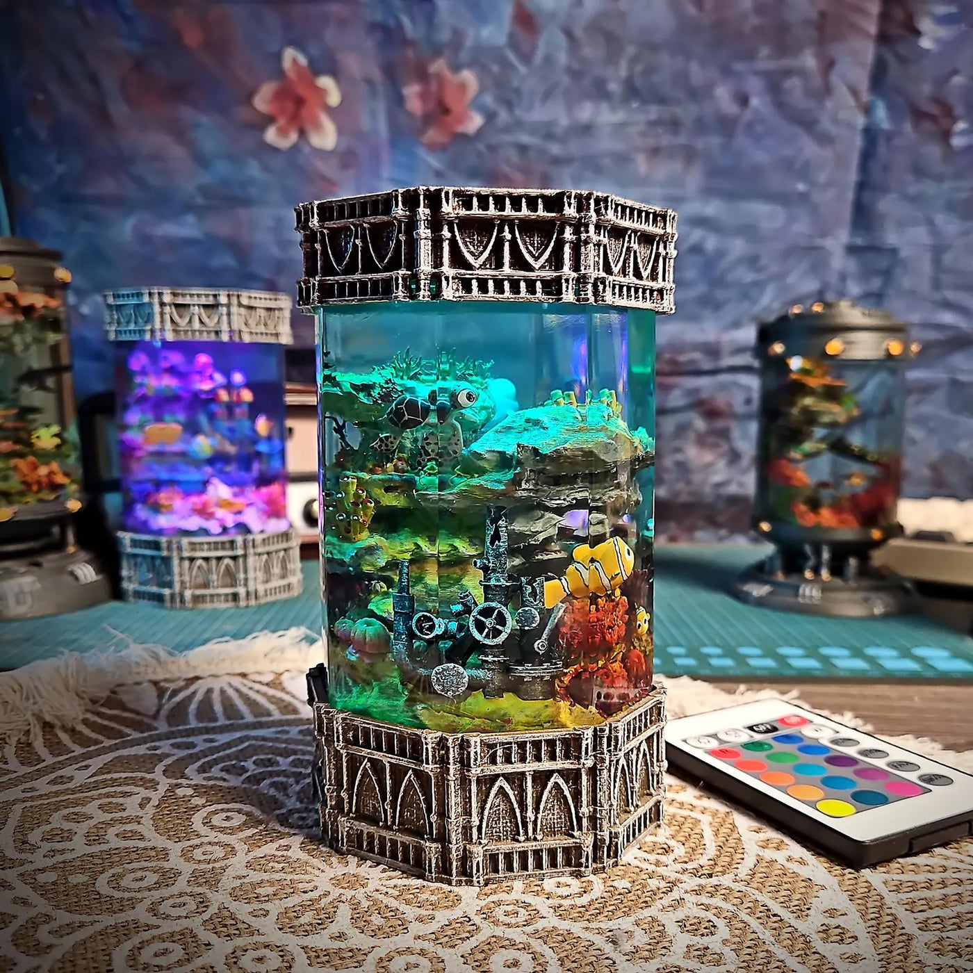Ocean Coral Fish Nemo Cartoon Epoxy Resin Lamp, Night Light, Wireless Lights
