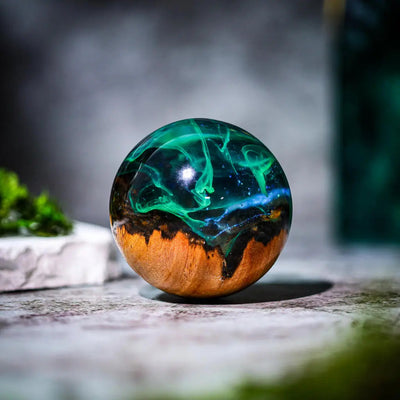 Ball Aurora Borealis Epoxy Resin Paperweight