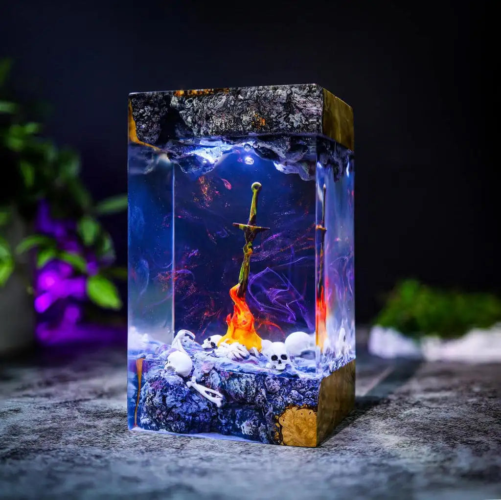 Bonfire Dark Souls Epoxy Resin Lamp, Night Light