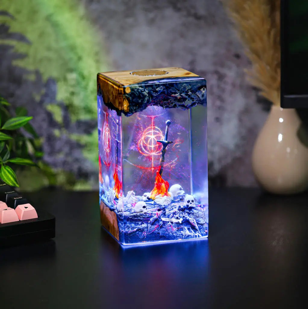 Bonfire Dark Souls x Elden Ring Epoxy Resin Lamp, Night Light