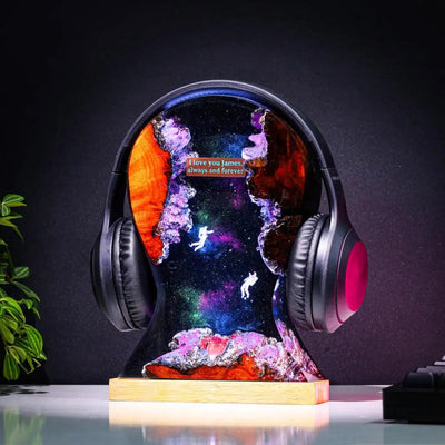 Custom Galaxy Headphone Stand Epoxy Resin Lamp, Night Light