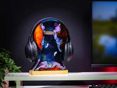 Custom Galaxy Headphone Stand Epoxy Resin Lamp, Night Light