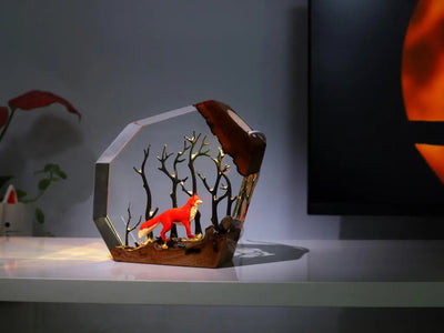 Winter Fox - Epoxy Resin Lamp, Night Light