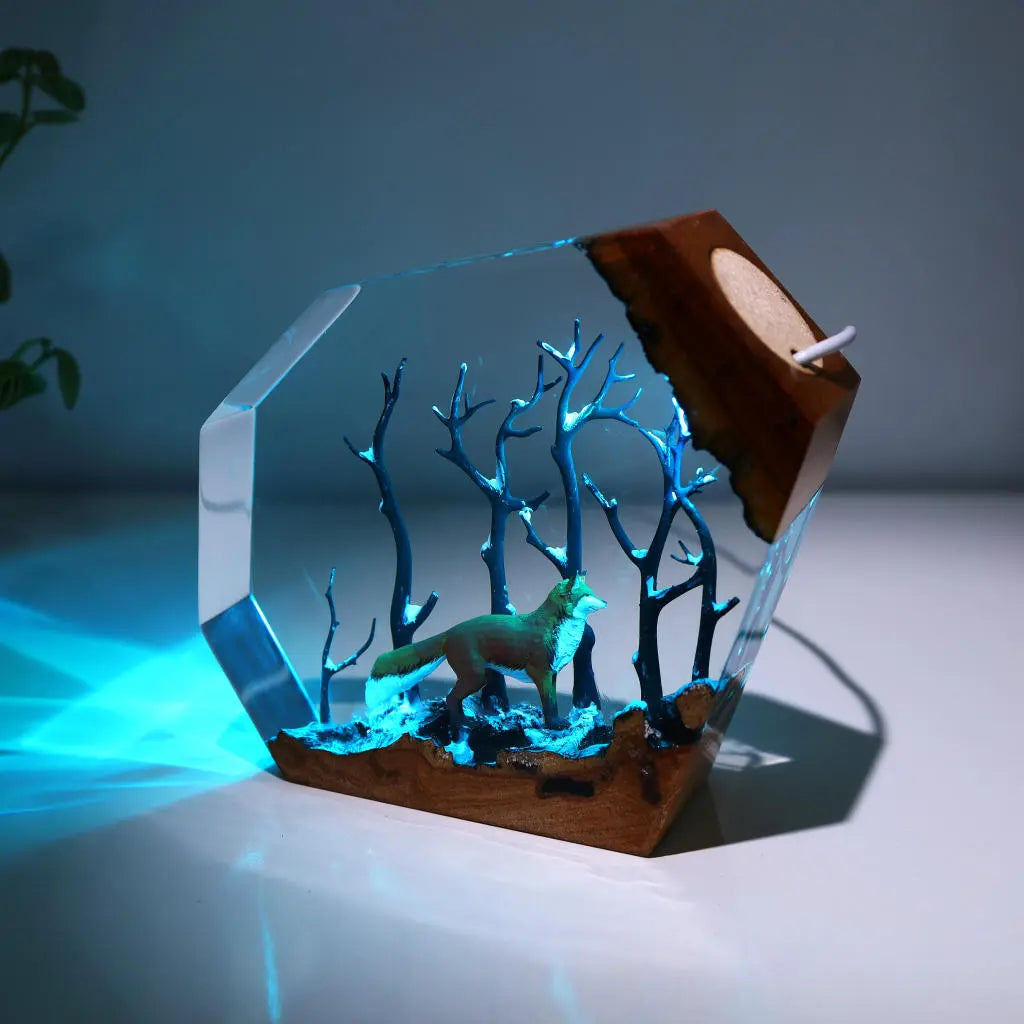 Winter Fox - Epoxy Resin Lamp, Night Light