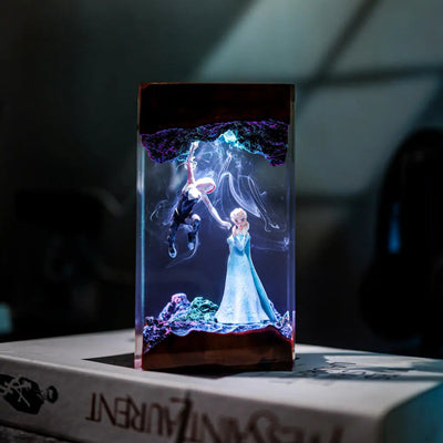 Elsa Frozen vs Spider Girl Epoxy Resin Lamp, Night Light
