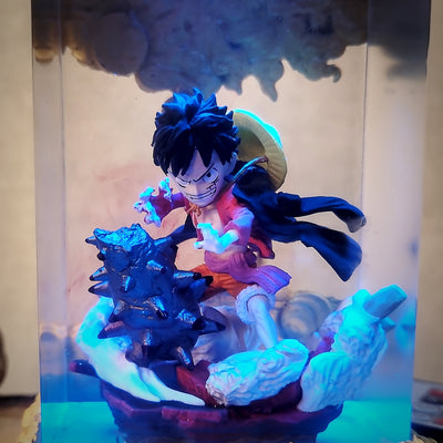 Luffy Gear 1 Chibi One Piece Diorama Epoxy Resin Lamp, Night Light, Wireless Lights