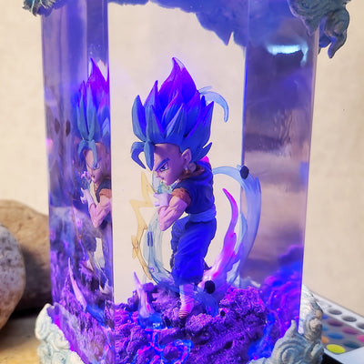 Dragon Ball Gogeta Chibi Diorama Epoxy Resin Lamp, Night Light, Wireless Lights