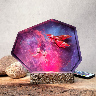 Ragnarok Final Fantasy VIII & Astronauts Galaxy Epoxy Resin Lamp, Night Light, Wireless Lights