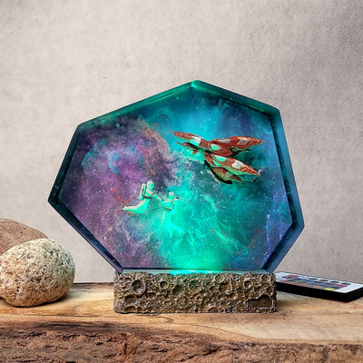 Ragnarok Final Fantasy VIII & Astronauts Galaxy Epoxy Resin Lamp, Night Light, Wireless Lights