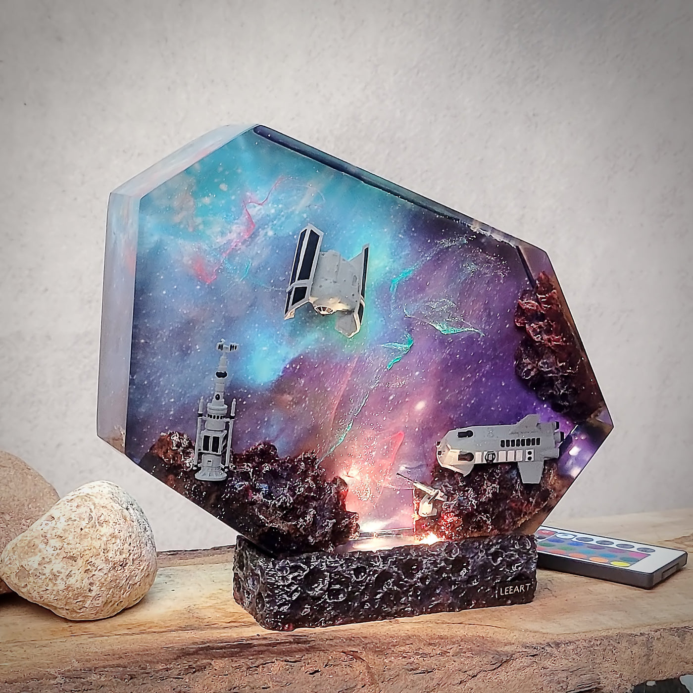 Star Wars Darth Vader's TIE Fighter Corvette Moisture Vaporators Galaxy Epoxy Resin Lamp, Night Light, Wireless Lights (Copy)