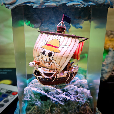 Going Merry One Piece Diorama Epoxy Resin Lamp, Night Light, Wireless Lights