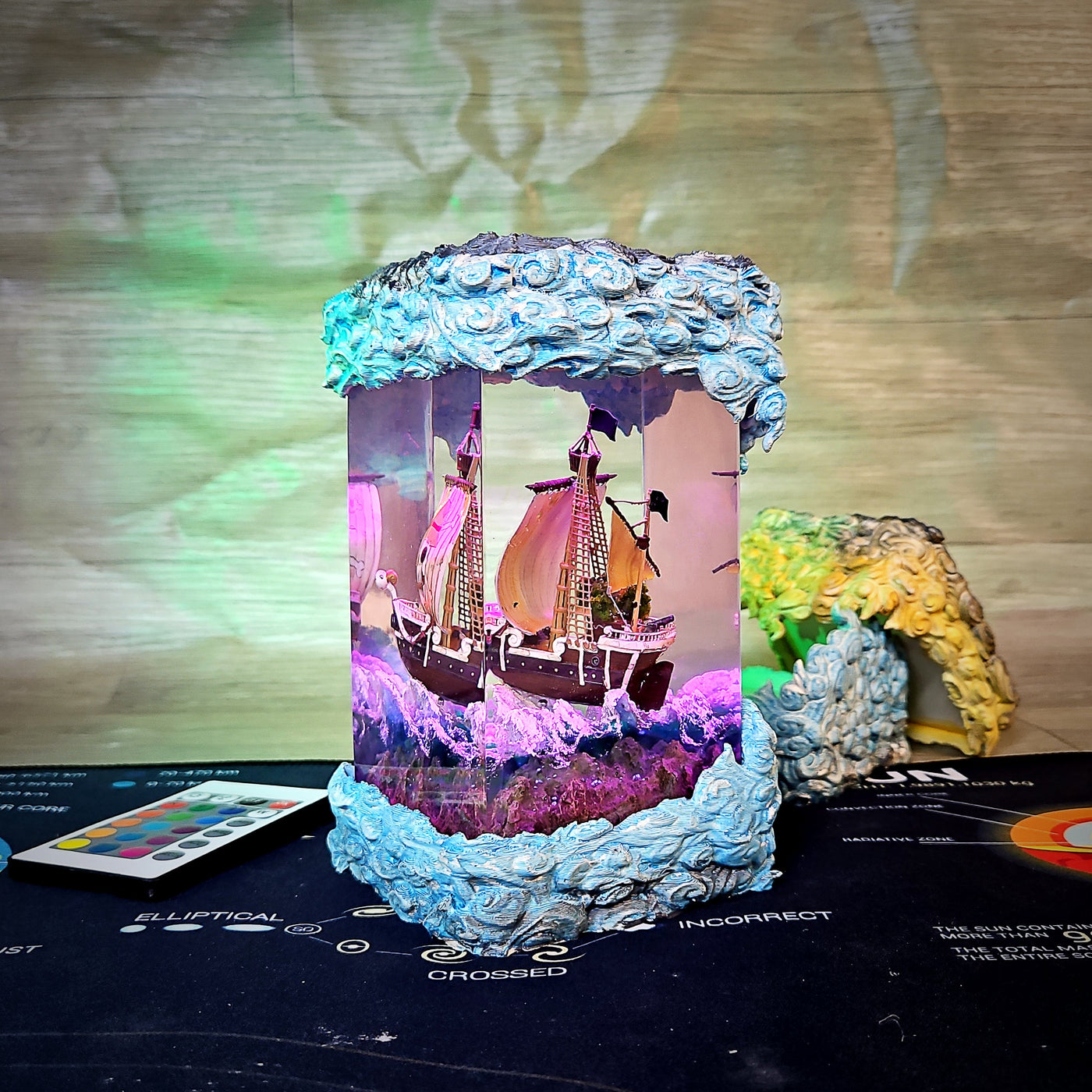 Going Merry One Piece Diorama Epoxy Resin Lamp, Night Light, Wireless Lights