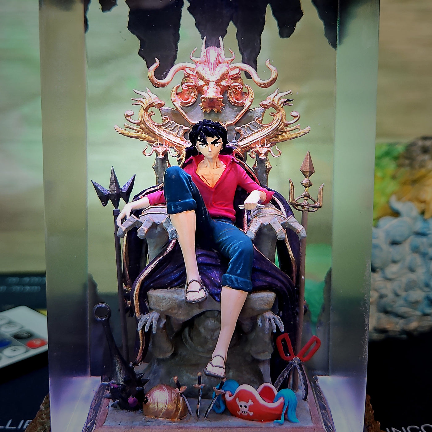 Luffy on Throne One Piece Diorama Epoxy Resin Lamp, Night Light, Wireless Lights