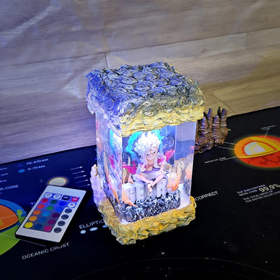 Luffy Gear 5 Chibi One Piece Diorama Epoxy Resin Lamp, Night Light, Wireless Lights