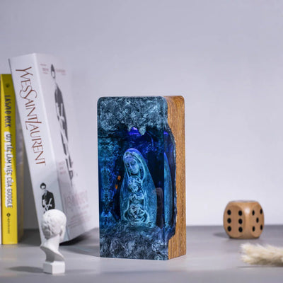 Maria and Jesus Headphone Stand Epoxy Resin Lamp, Night Light