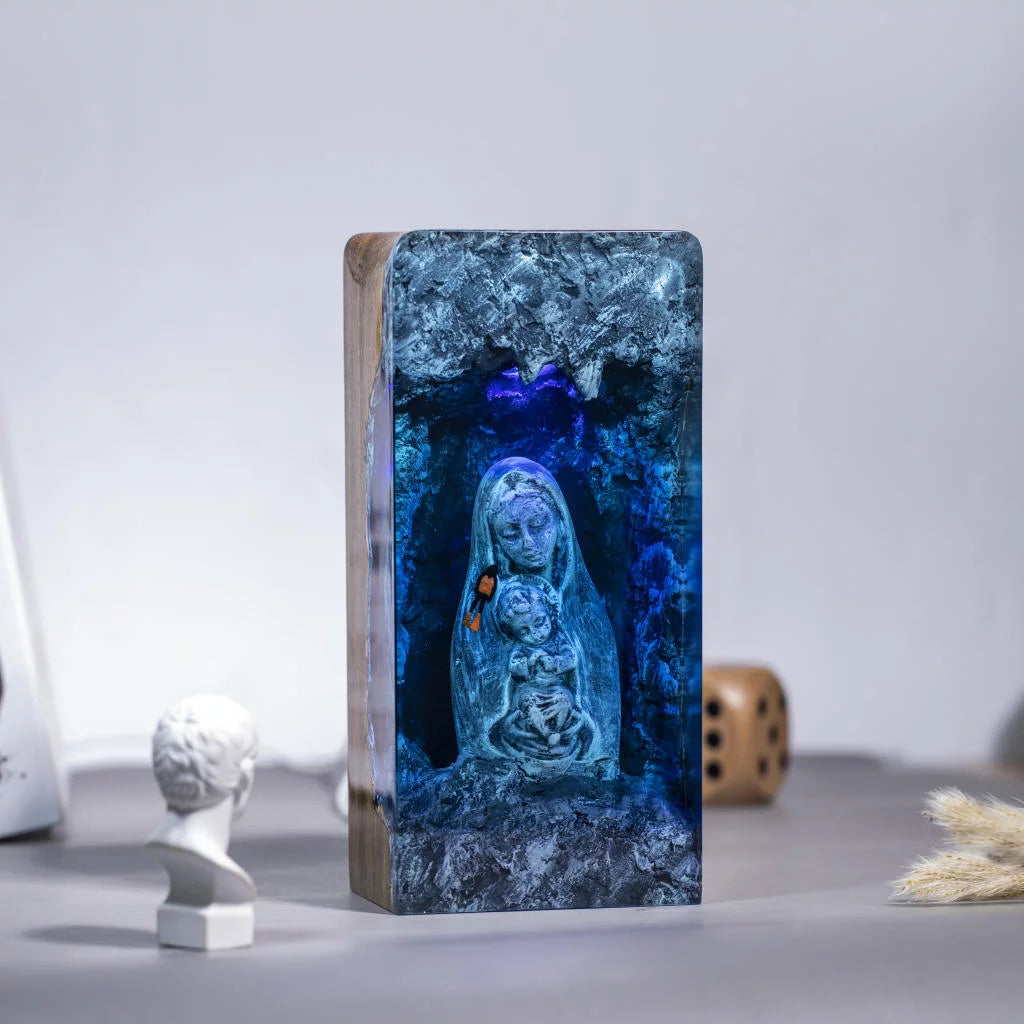 Maria and Jesus Headphone Stand Epoxy Resin Lamp, Night Light