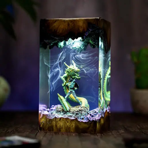 Saint Seiya Dragon Shiryu Epoxy Resin Lamp, Night Light