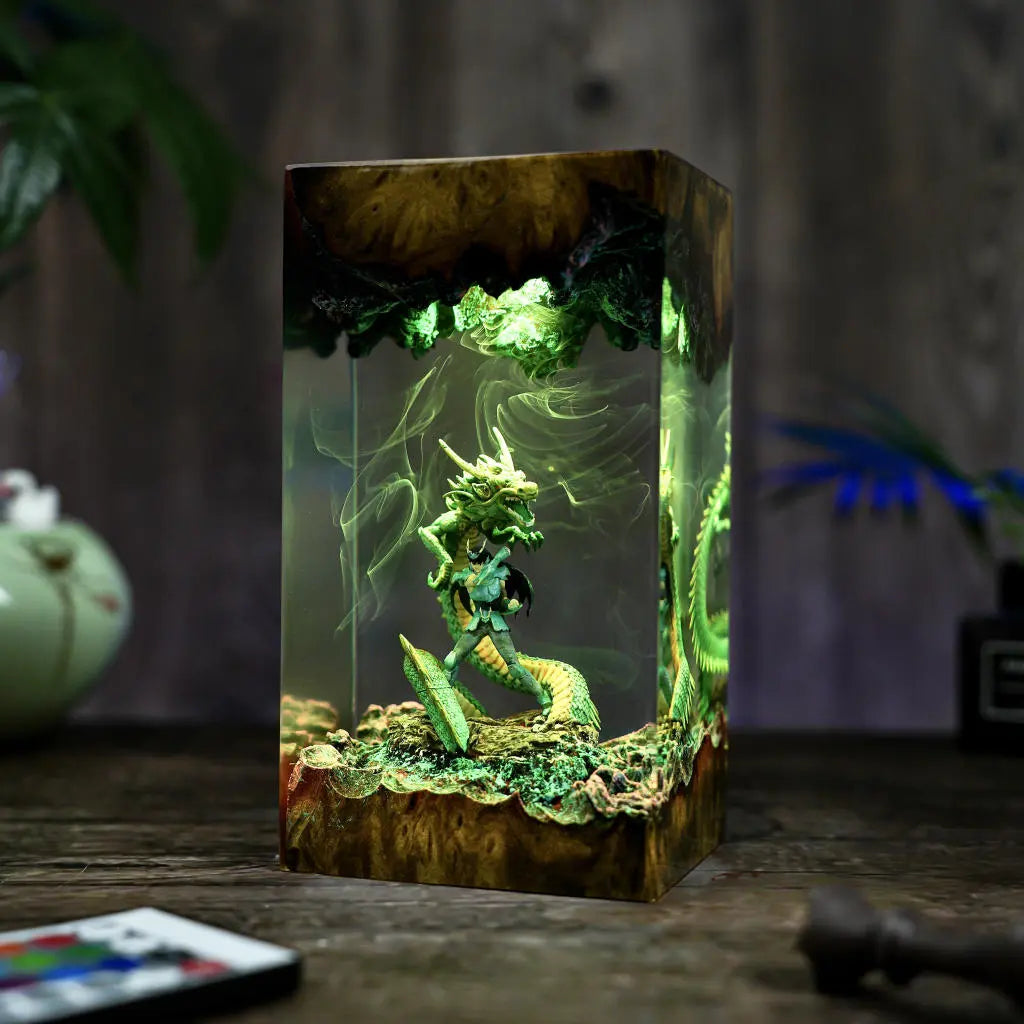 Saint Seiya Dragon Shiryu Epoxy Resin Lamp, Night Light