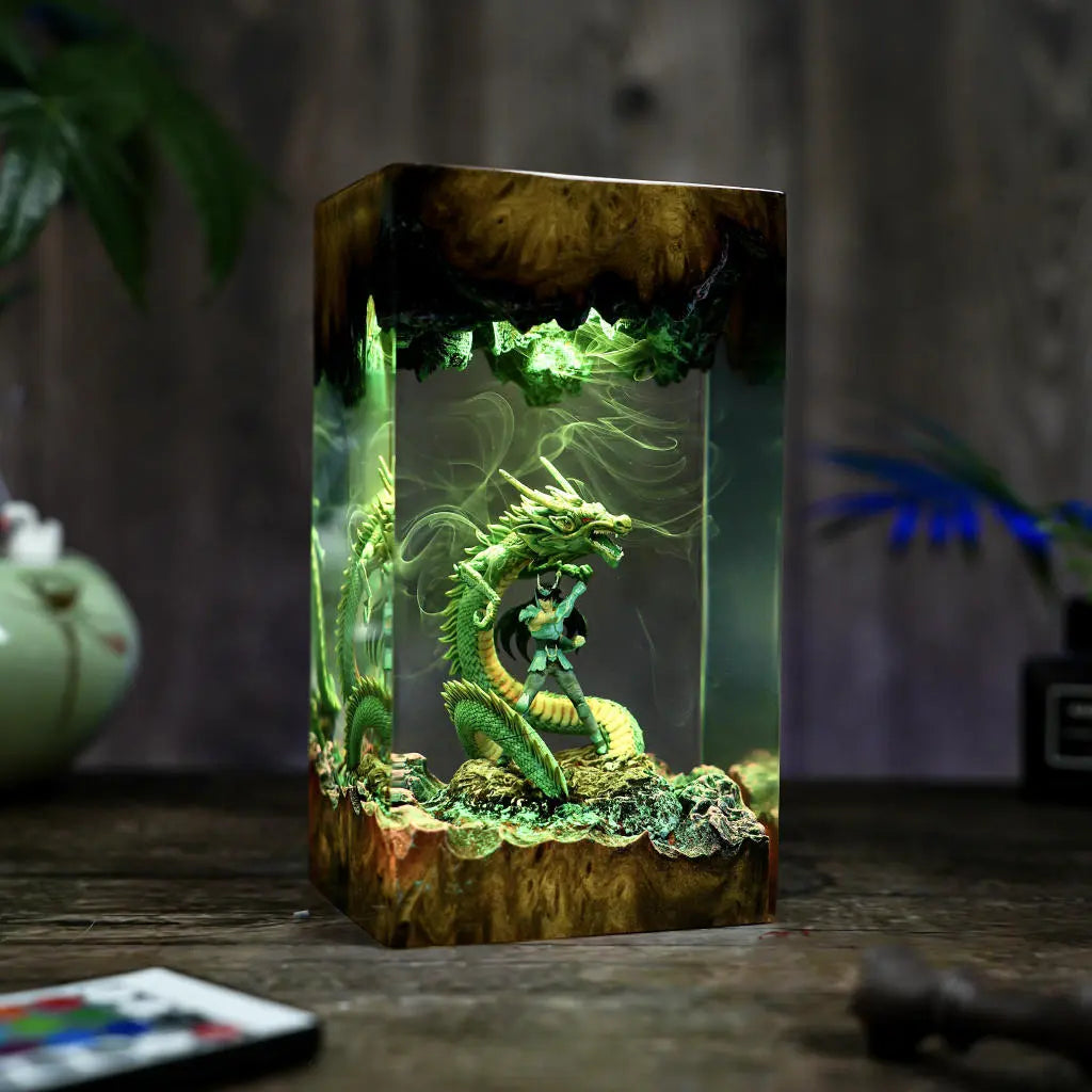 Saint Seiya Dragon Shiryu Epoxy Resin Lamp, Night Light