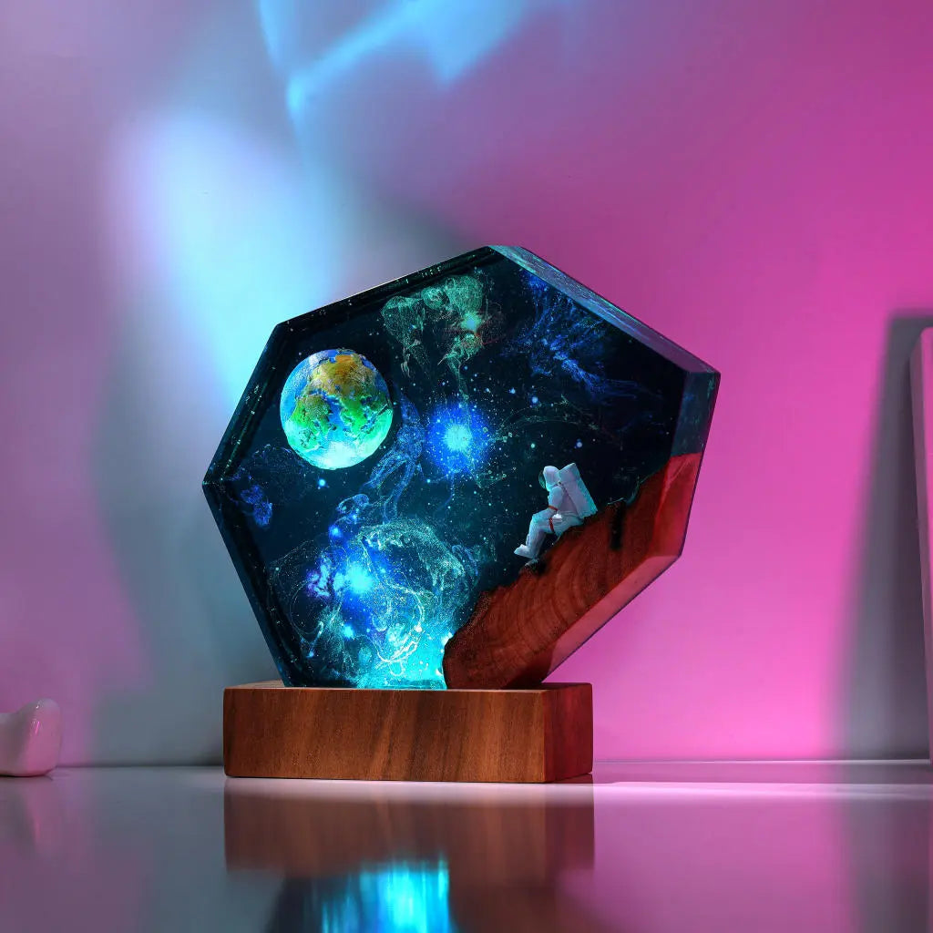 Universe Astronaut Earth Diorama Epoxy Resin Lamp, Night Light