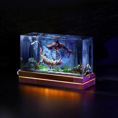 Zombie Spinosaurus Diorama Epoxy Resin Lamp, Night Light