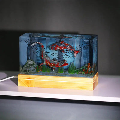 Zombie Spinosaurus Diorama Epoxy Resin Lamp, Night Light