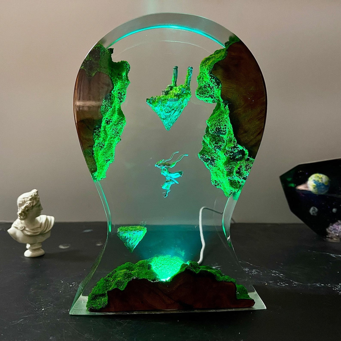 Zelda Link and Sky Islands Headphone Stand Epoxy Resin Lamp, Night Light