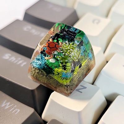 Turtle Coral Undersea Ocean Artisan Keycaps Epoxy Resin