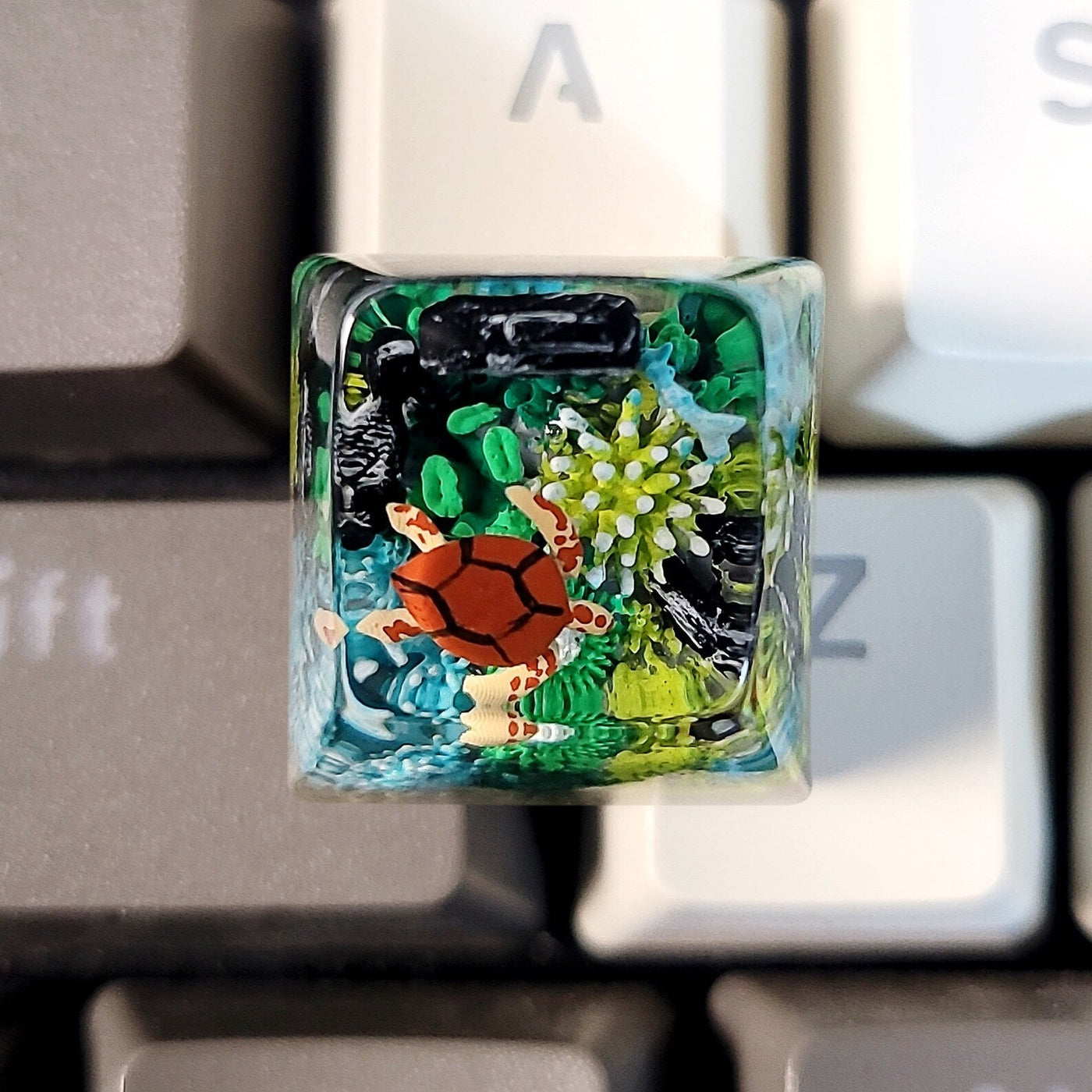 Turtle Coral Undersea Ocean Artisan Keycaps Epoxy Resin