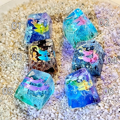 Colorful Axolotl Artisan Keycaps Epoxy Resin