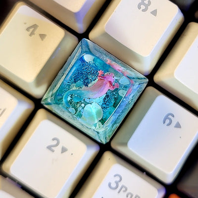 Colorful Axolotl Artisan Keycaps Epoxy Resin