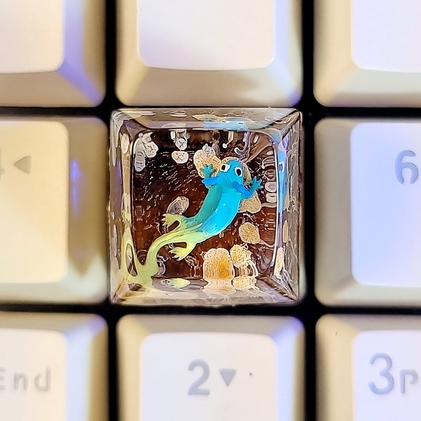 Colorful Axolotl Artisan Keycaps Epoxy Resin