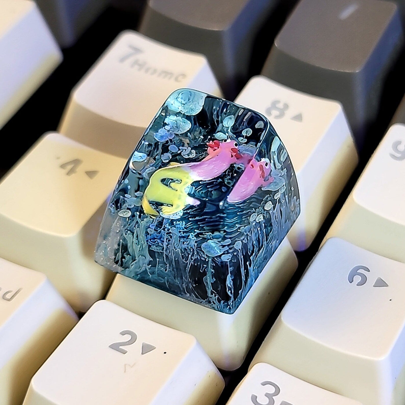 Colorful Axolotl Artisan Keycaps Epoxy Resin