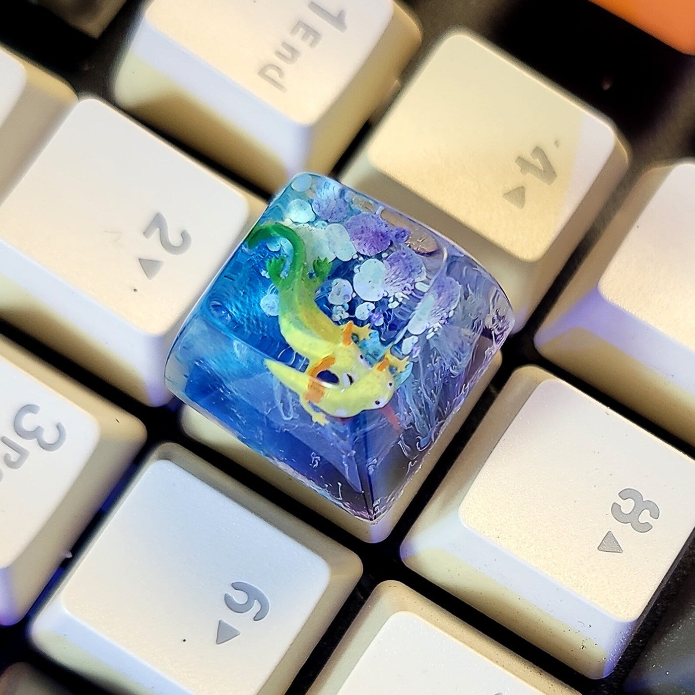 Colorful Axolotl Artisan Keycaps Epoxy Resin