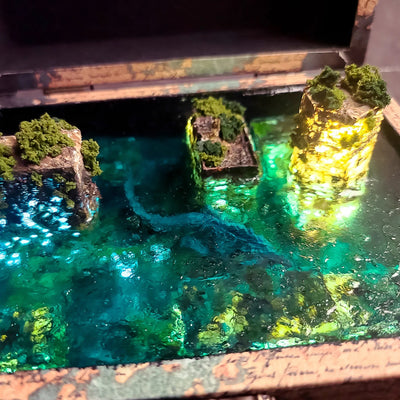 The Legend of Atlantis A Lost City Beneath the Sea Diorama Treasure Mistery Box Gift Epoxy Resin, Night Light