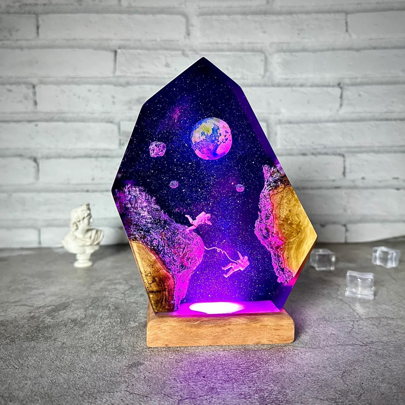 Universe Earth Astronaut Epoxy Resin Lamp, Night Light