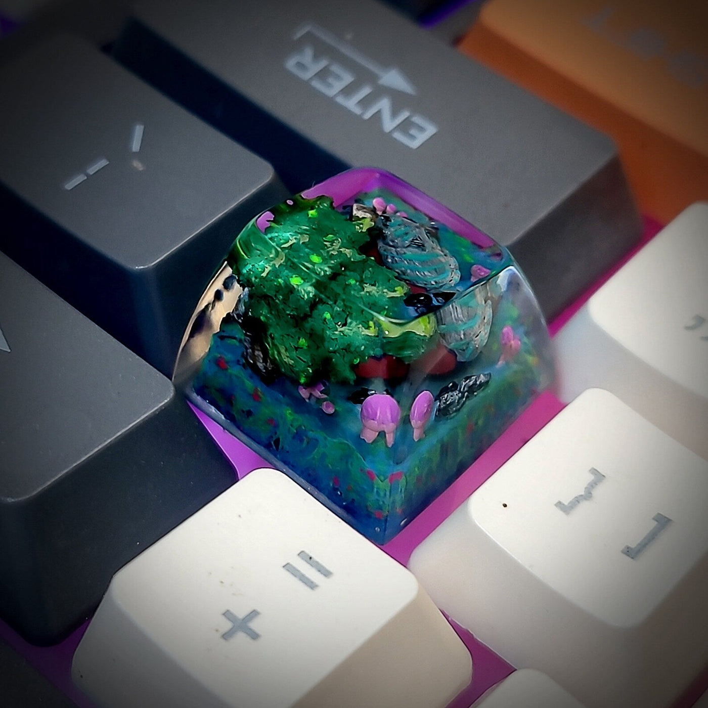 Alice Wonderland Cheshire Cat Artisan Keycaps Epoxy Resin