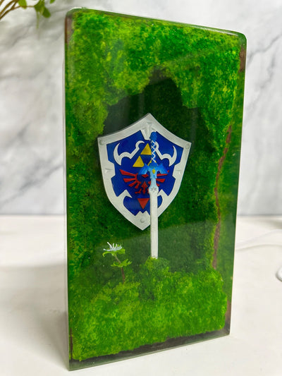 Zelda Master Sword Hylian Shield Epoxy Resin Lamp, Night Light