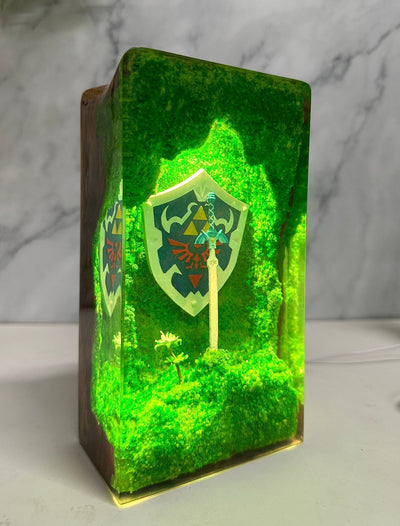 Zelda Master Sword Hylian Shield Epoxy Resin Lamp, Night Light