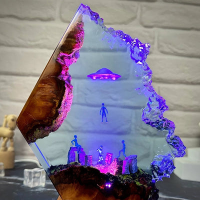 Aliens Stonehenge UFO Epoxy Resin Lamp, Night Light