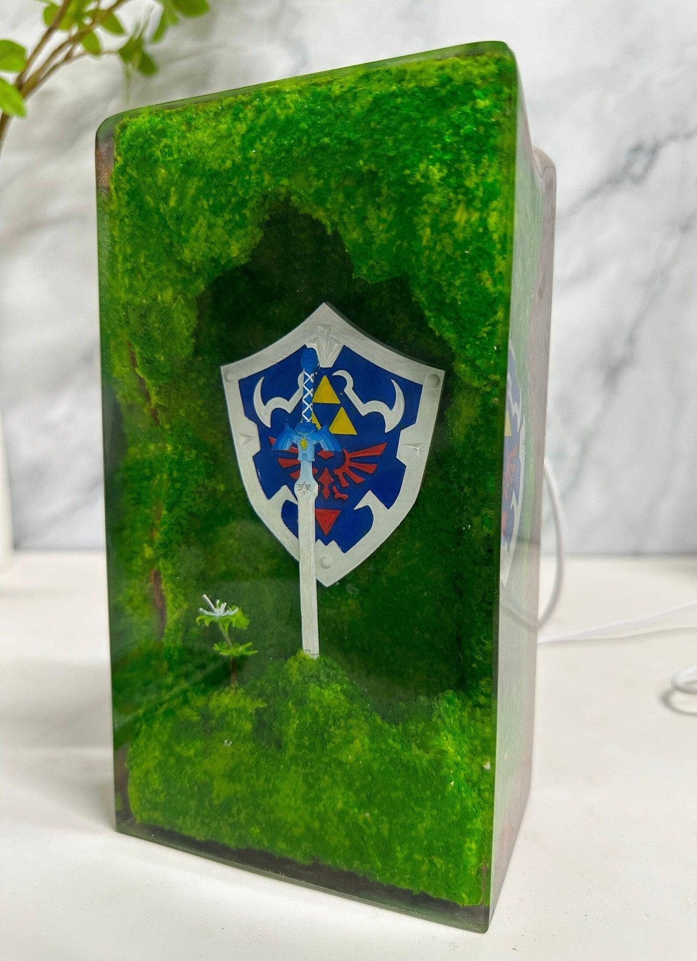 Zelda Master Sword Hylian Shield Epoxy Resin Lamp, Night Light