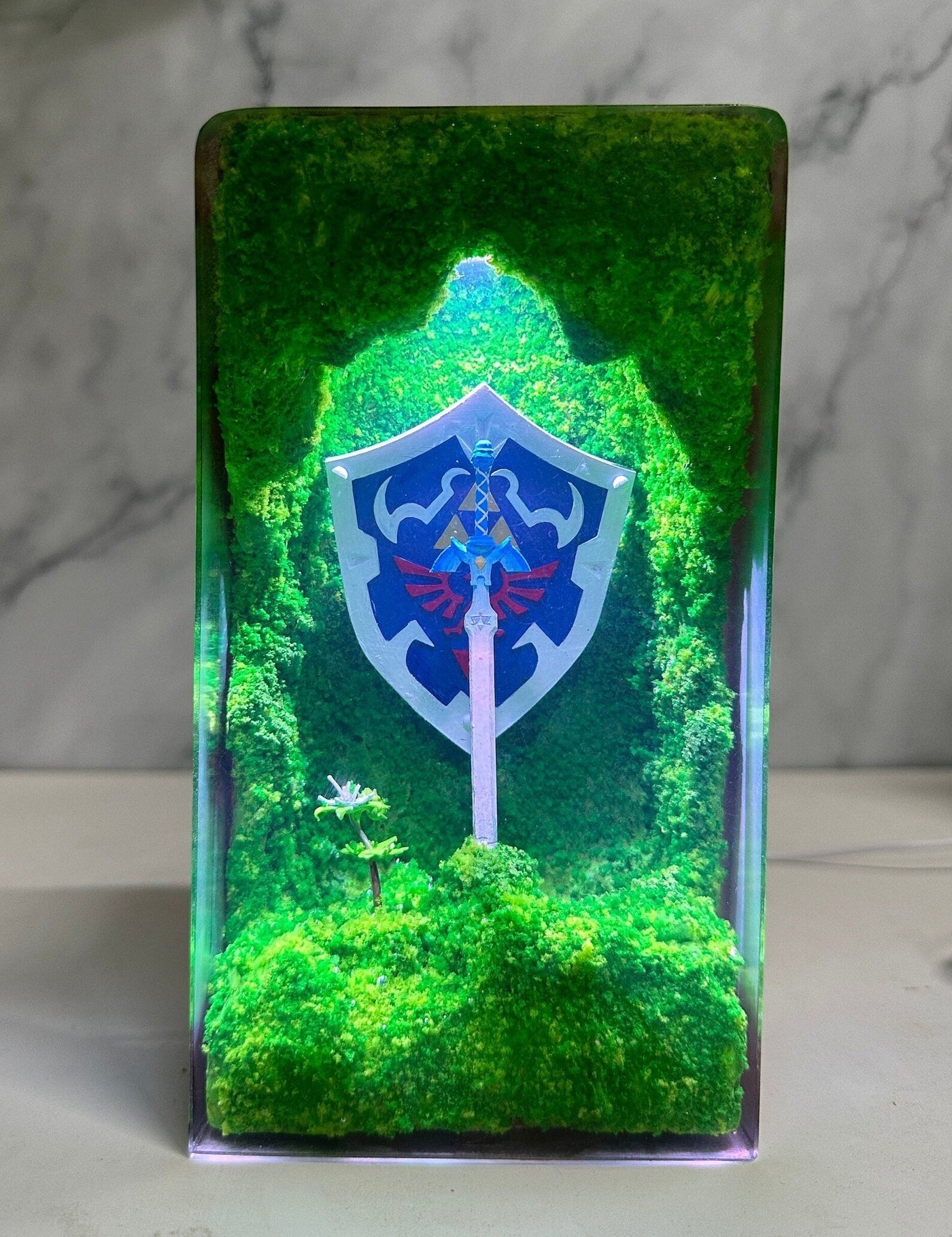 Zelda Master Sword Hylian Shield Epoxy Resin Lamp, Night Light