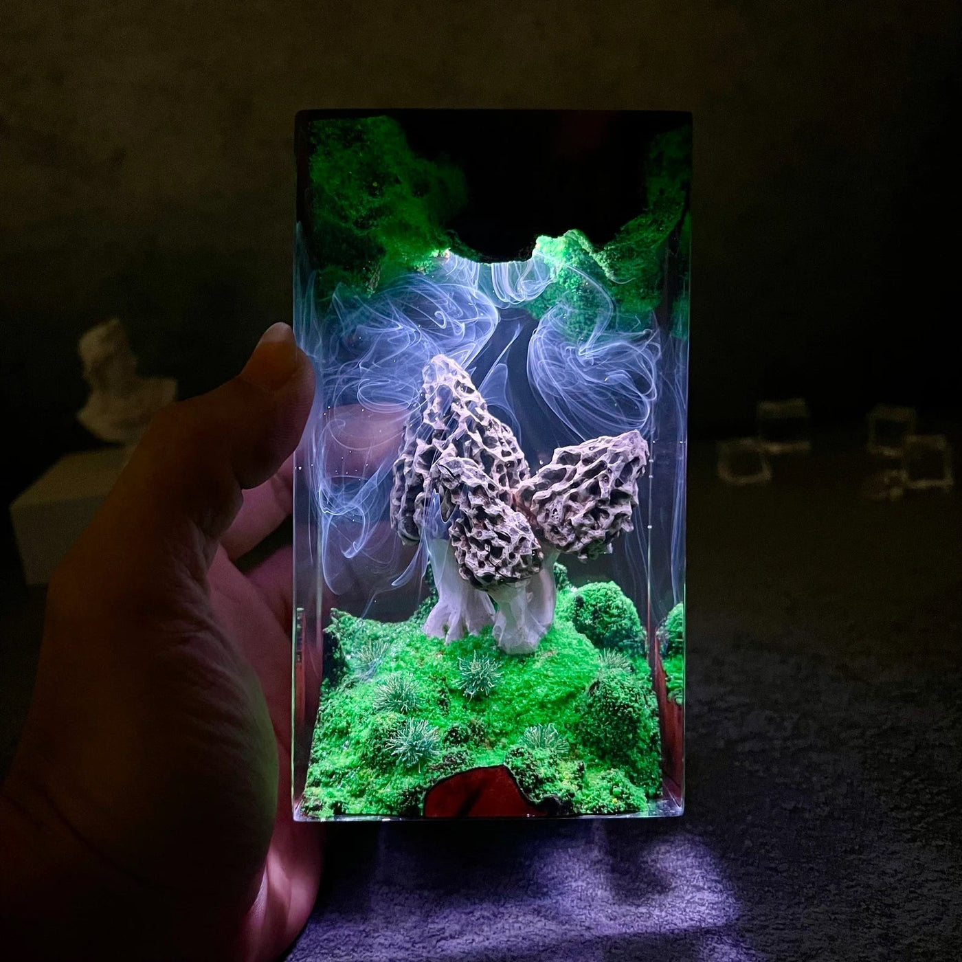 Morel Mushroom Epoxy Resin Lamp, Night Light