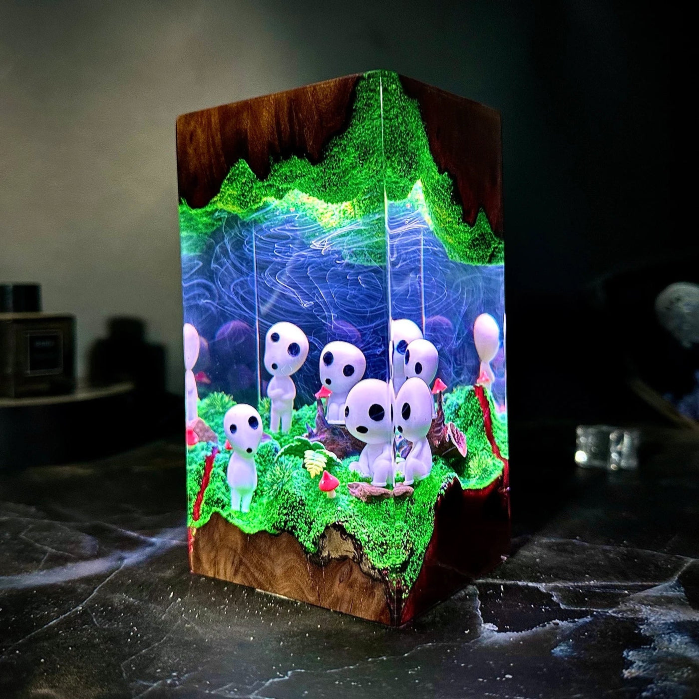 Kodama Tree Spirits Epoxy Resin Lamp, Night Light