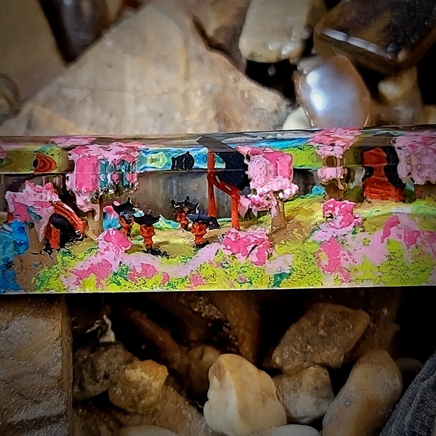 Torii Gate Japan Blossom Spacebar Artisan Keycaps Epoxy Resin