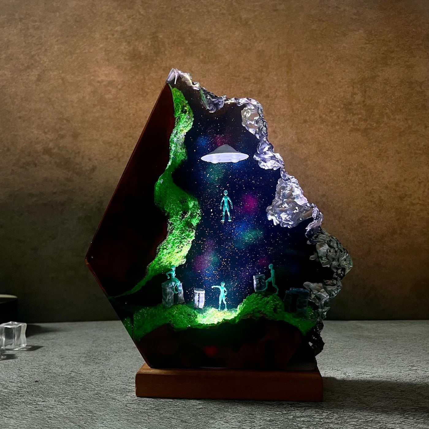 Aliens Stonehenge UFO Galaxy Epoxy Resin Lamp, Night Light